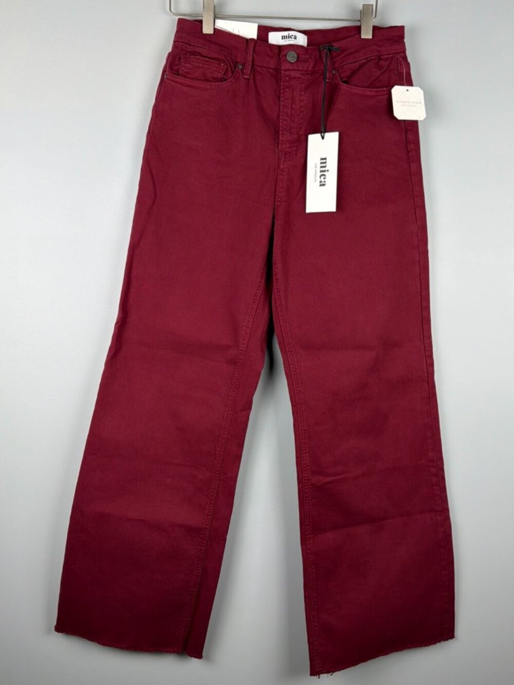 Mica Super High Wide Leg Jeans Women 29 Red Burgundy Classic Bohemian Funky NWT